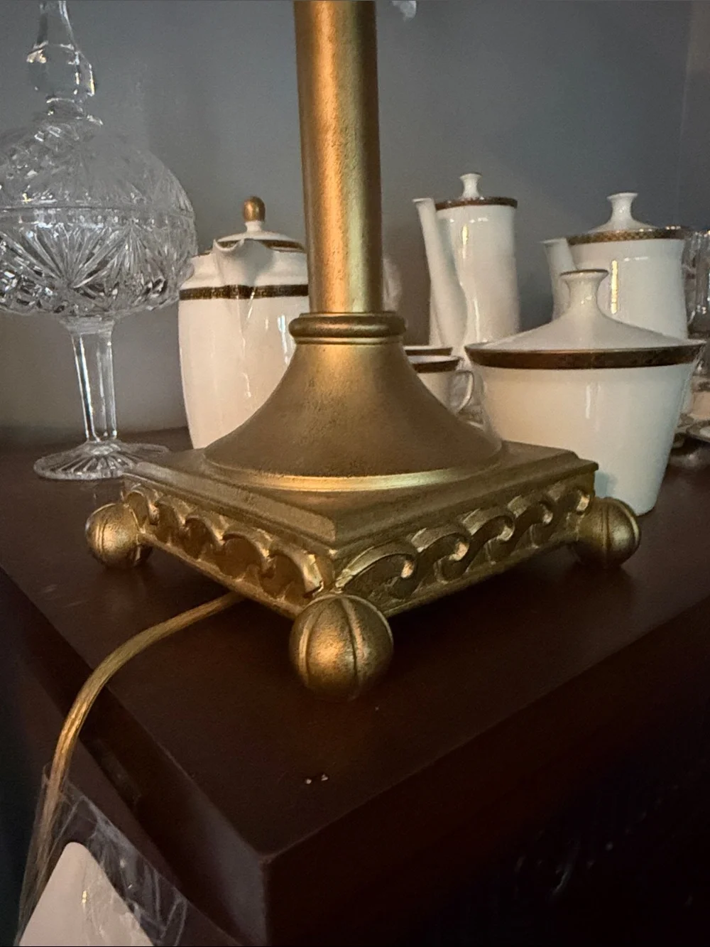 Gold Table Lamp with Cream Shade - Classic Home Accent